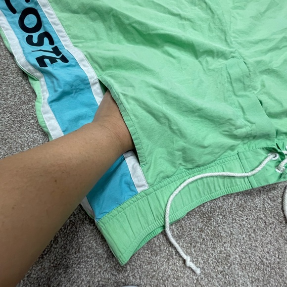 LACOSTE Mens Green Swim Trunks size 7 w/ Spell Out Sides and Logo 35W beach - Picture 10 of 11